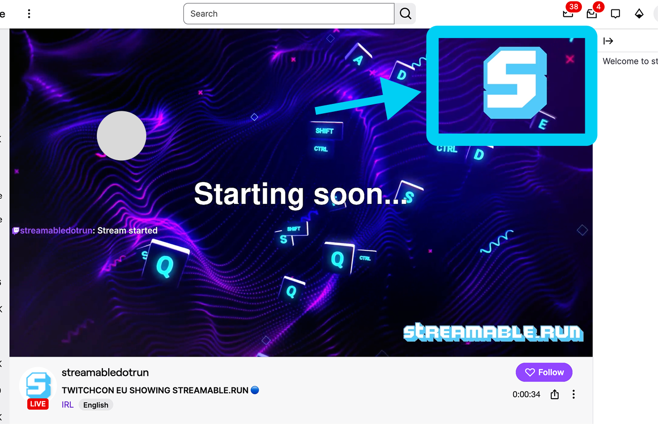 A viewer's upload in the corner of a live stream