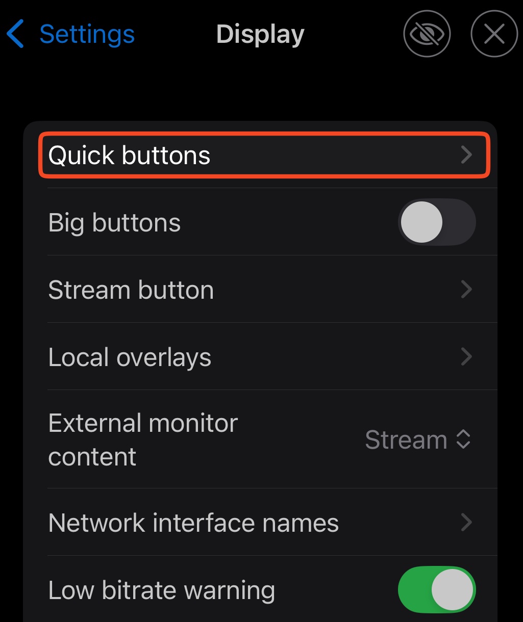 Åpne Quick Buttons