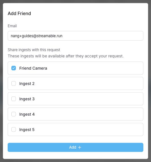 طلب Add Friend مع تحديد مصدر إدخال واحد للمشاركة.