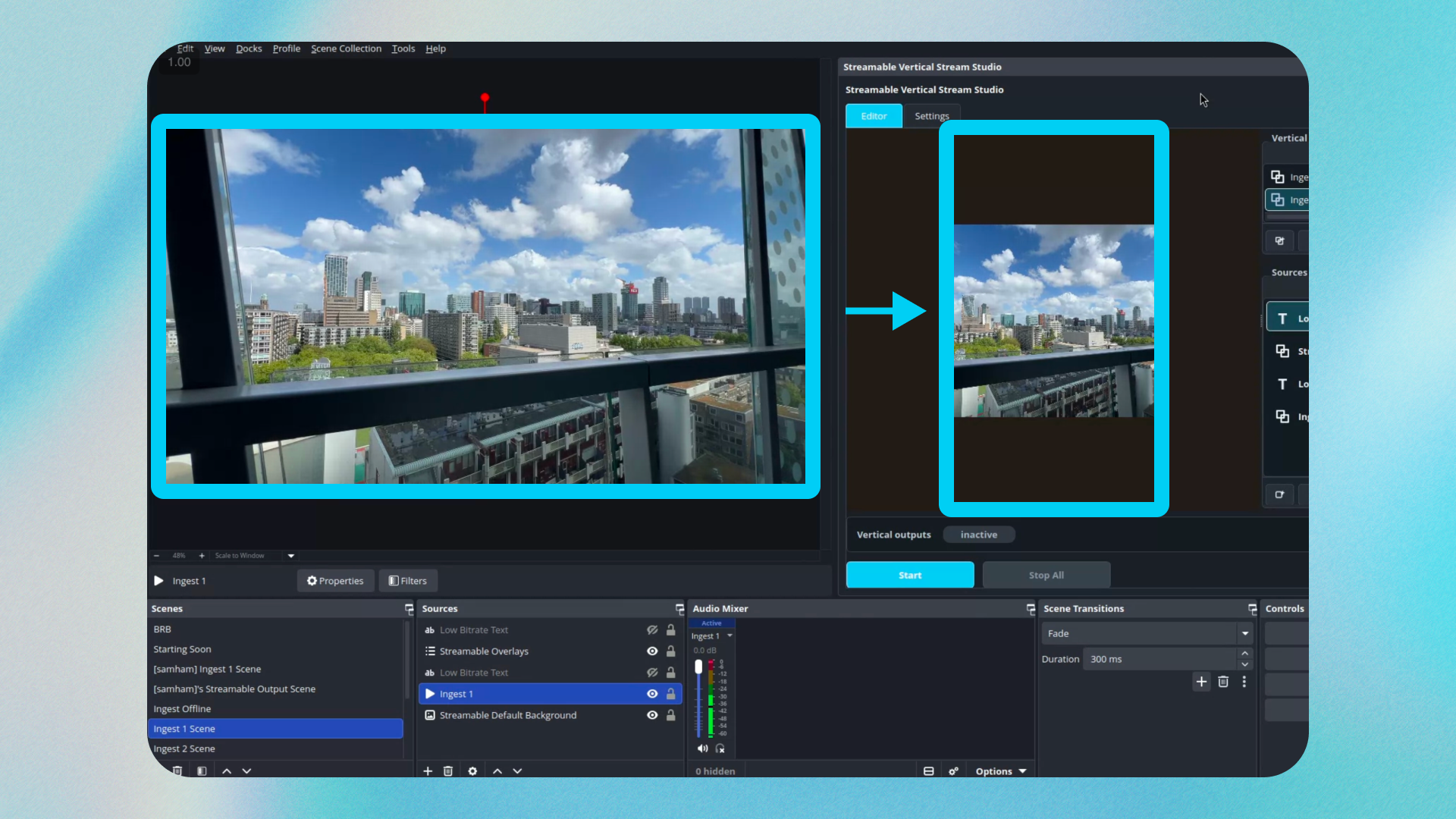 The Vertical Editor turning a horizontal feed into a vertical one