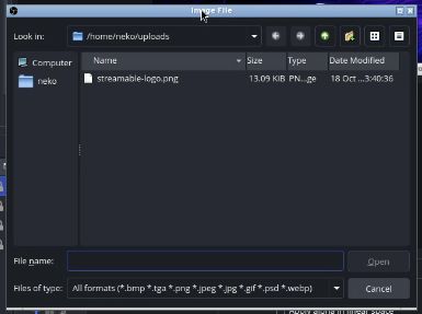 منتقي ملفات Remote OBS في ‎/home/neko/uploads.