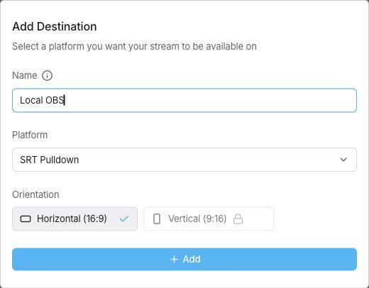 تم اختيار SRT Pulldown بإخراج أفقي.